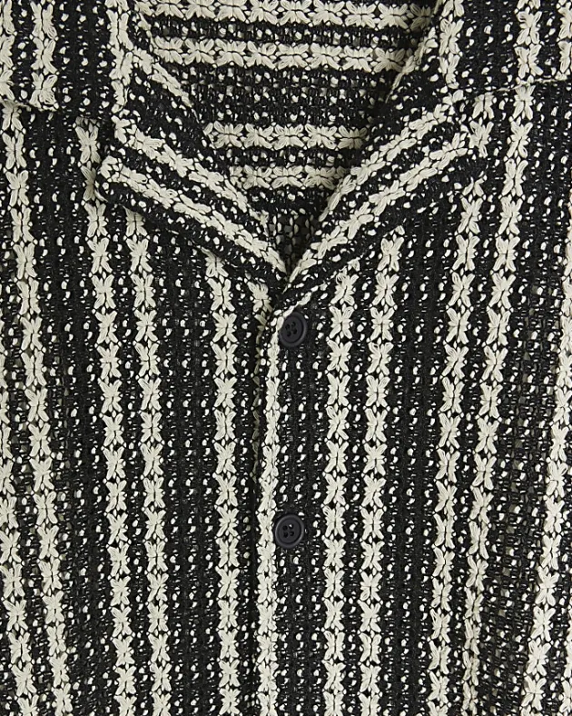River Island regular fit crochet stripe revere shirt< Shirts