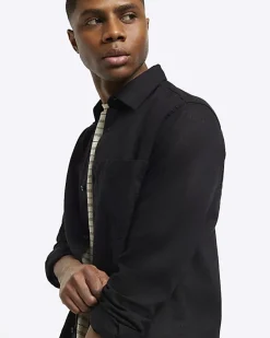 River Island regular fit linen blend shirt< Shirts