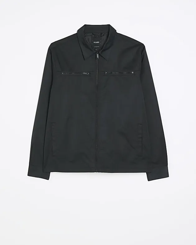 River Island regular fit zip up tech shacket< Shirts