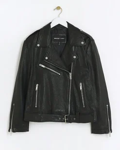 River Island RI Studio leather biker jacket< Coats & Jackets