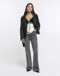 River Island RI Studio leather biker jacket< Coats & Jackets