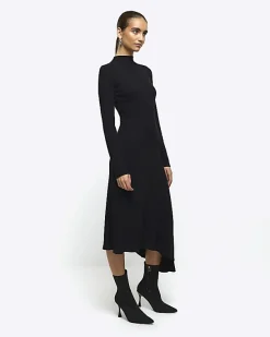 River Island rib asymmetric bodycon midi dress< Dresses