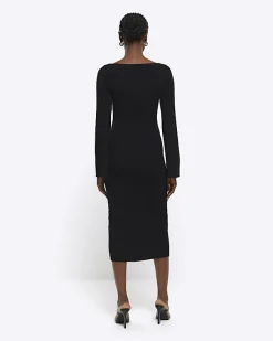 River Island rib long sleeve bodycon midi dress< Dresses