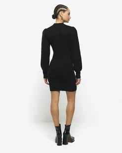 River Island rib puff sleeve jumper mini dress< Dresses