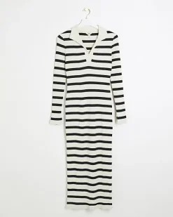 River Island rib stripe collared bodycon maxi dress< Dresses