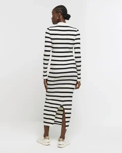 River Island rib stripe collared bodycon maxi dress< Dresses