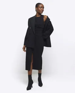 River Island ruched split bodycon midi dress< Dresses