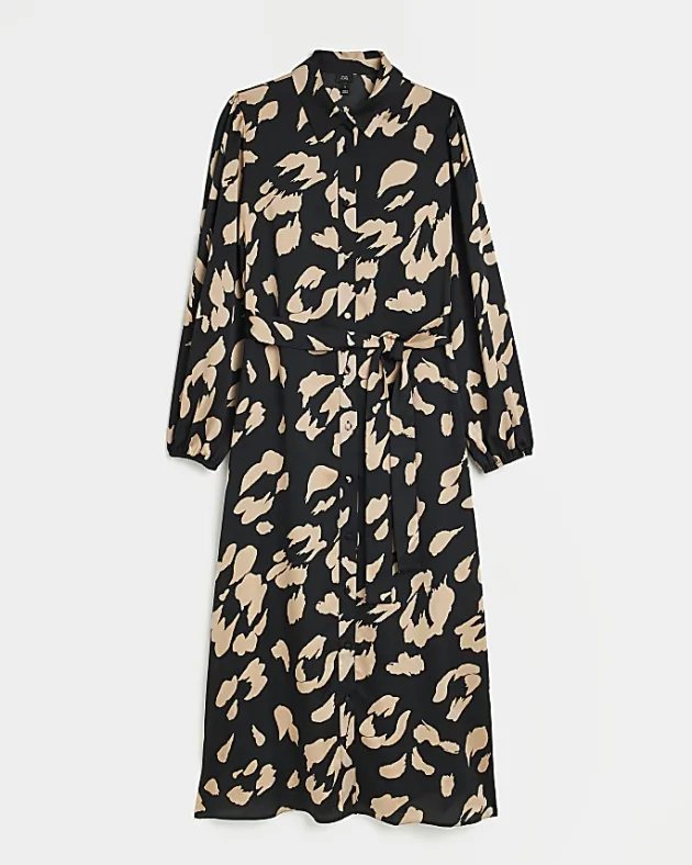 River Island satin animal print midi shirt dress< Dresses