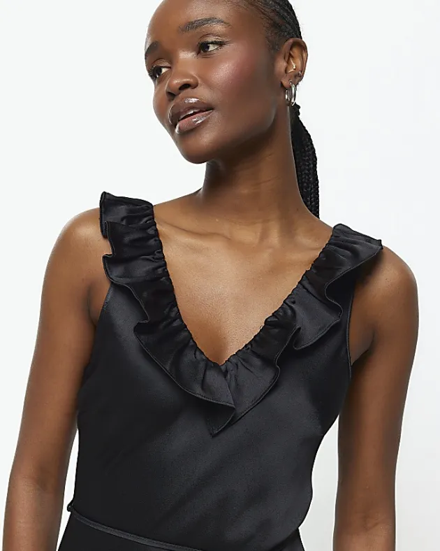 River Island satin frill trim slip midi dress< Dresses