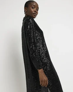 River Island sequin long sleeve midi shirt dress< Dresses
