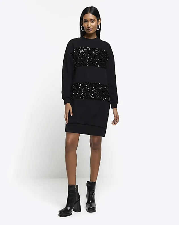 River Island sequin sweatshirt mini dress< Dresses
