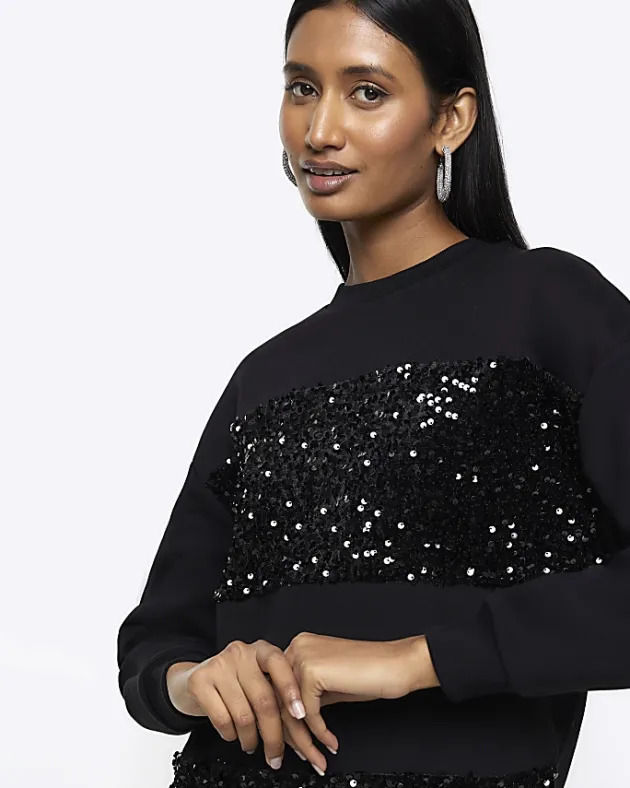 River Island sequin sweatshirt mini dress< Dresses