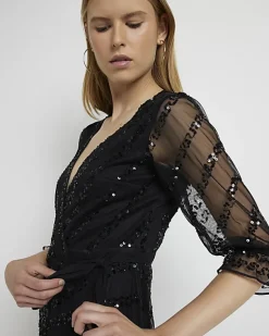 River Island sequin wrap midi dress< Dresses