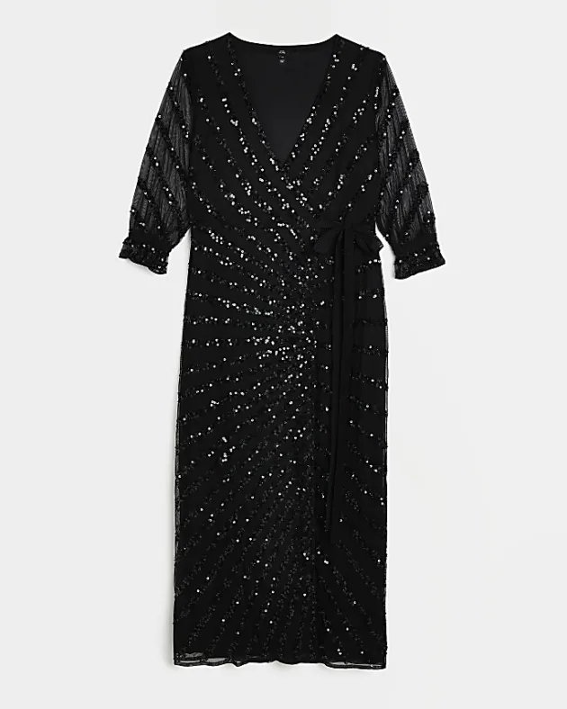 River Island sequin wrap midi dress< Dresses