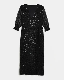 River Island sequin wrap midi dress< Dresses