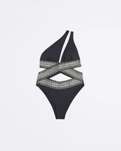 River Island shirred asymmetric swimsuit< Swimwear & Beachwear