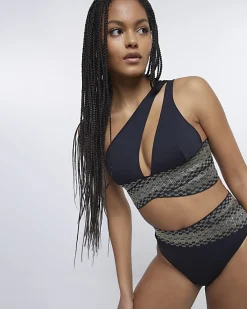River Island shirred asymmetric bikini top< Swimwear & Beachwear