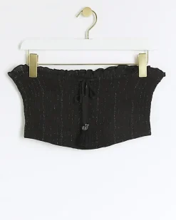 River Island shirred glitter bandeau top< Swimwear & Beachwear