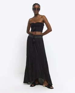 River Island shirred glitter bandeau top< Swimwear & Beachwear