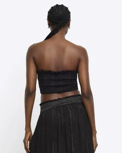 River Island shirred glitter bandeau top< Swimwear & Beachwear