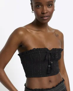 River Island shirred glitter bandeau top< Swimwear & Beachwear