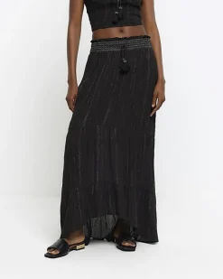 River Island shirred glitter maxi skirt< Swimwear & Beachwear