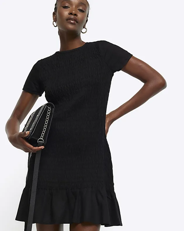 River Island shirred peplum t-shirt mini dress< Dresses