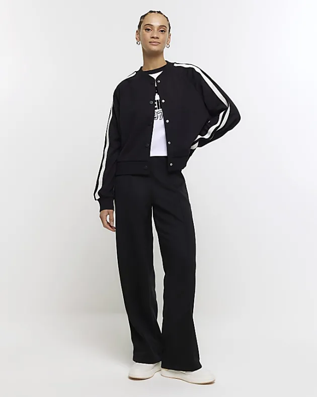 River Island side stripe bomber sweatshirt< Loungewear