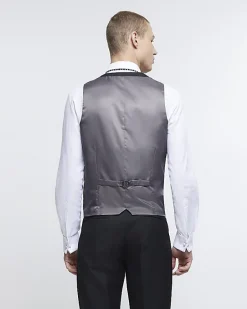 River Island skinny fit twill waistcoat< Big & Tall