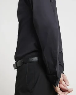 River Island slim fit double cuff smart shirt< Shirts