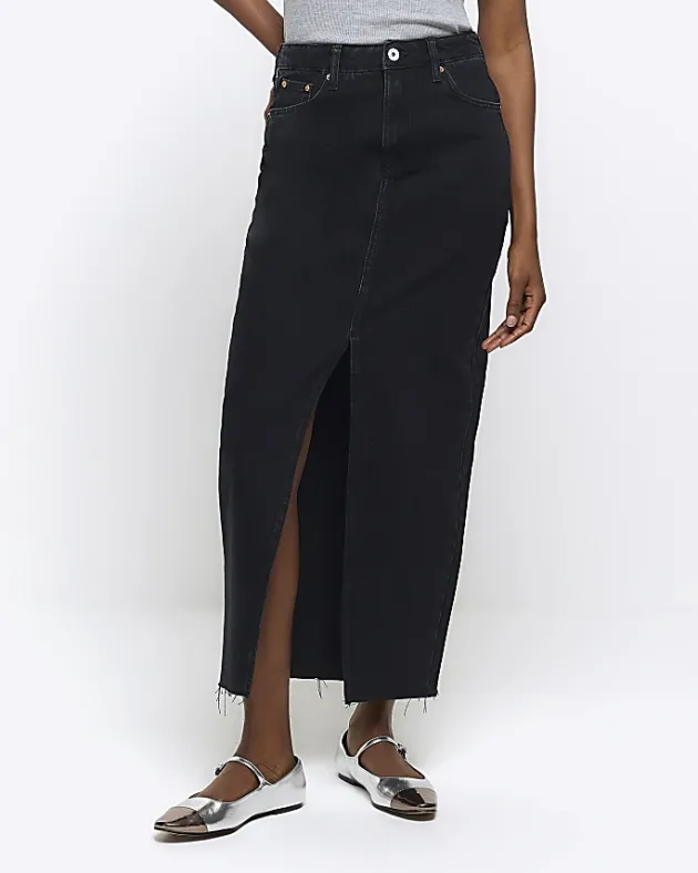 River Island split hem denim maxi skirt< Skirts