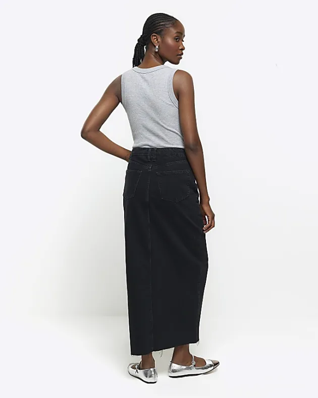 River Island split hem denim maxi skirt< Skirts