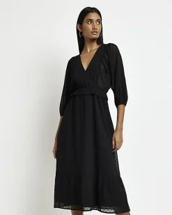 River Island spot long sleeve wrap midi dress< Dresses
