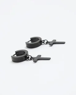 River Island stainless steel cross hoop earrings< Jewellery & Watches