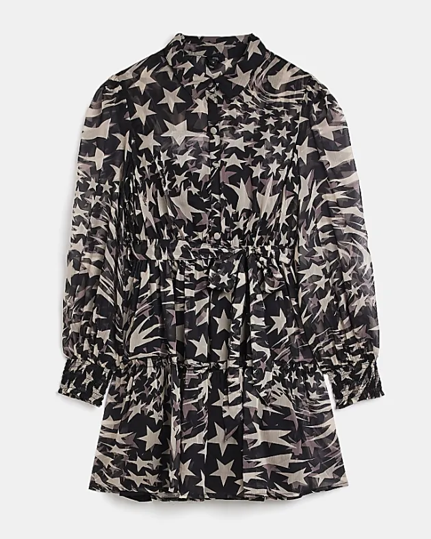 River Island star long sleeve mini shirt dress< Dresses