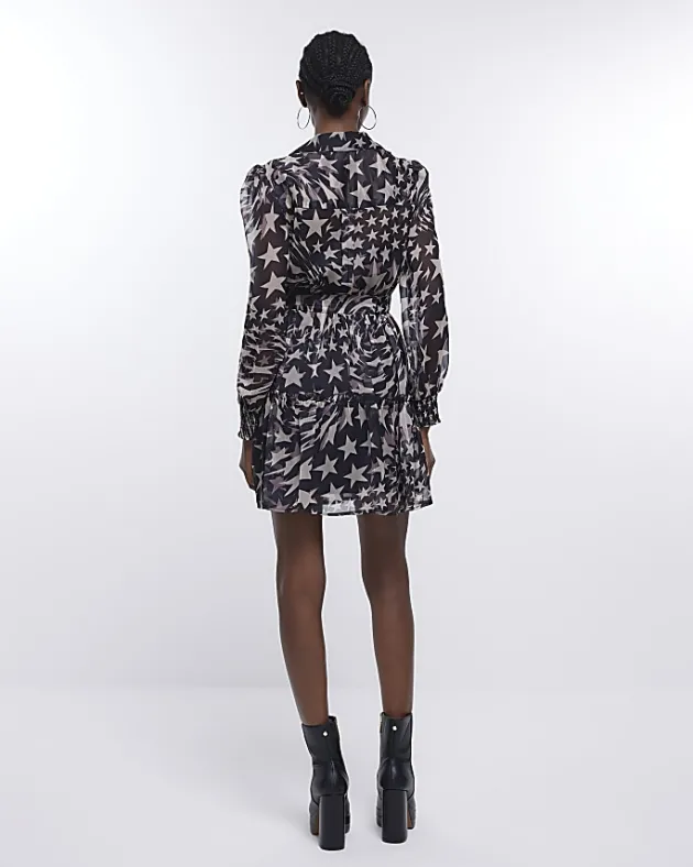 River Island star long sleeve mini shirt dress< Dresses