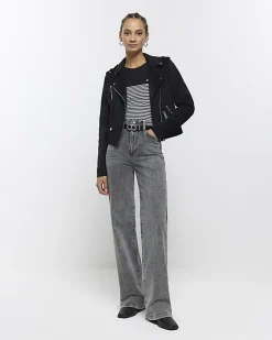River Island suedette crop biker jacket< Coats & Jackets