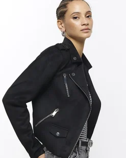 River Island suedette crop biker jacket< Coats & Jackets