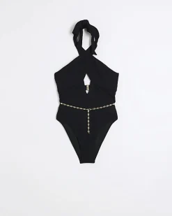 River Island Textured Cut Out Belted Swimsuit< Swimwear & Beachwear