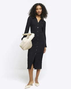 River Island Textured Midi Shirt Dress< Dresses