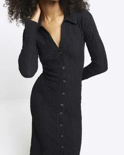 River Island Textured Midi Shirt Dress< Dresses