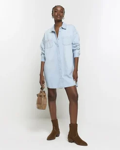 River Island denim oversized mini shirt dress< Dresses