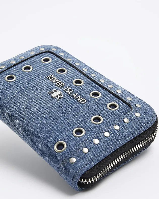 River Island denim studded purse< Bags, Purses & Luggage