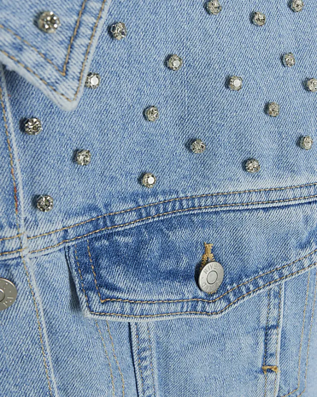River Island embellished crop denim jacket< Coats & Jackets
