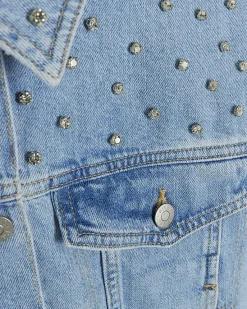 River Island embellished crop denim jacket< Coats & Jackets