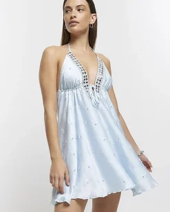 River Island embellished plunge beach mini dress< Swimwear & Beachwear