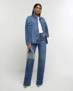 River Island embellished relaxed straight jeans< Jeans
