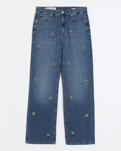 River Island embellished relaxed straight jeans< Jeans