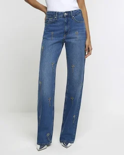 River Island embellished relaxed straight jeans< Jeans