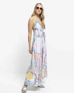 River Island floral plunge slip maxi dress< Swimwear & Beachwear